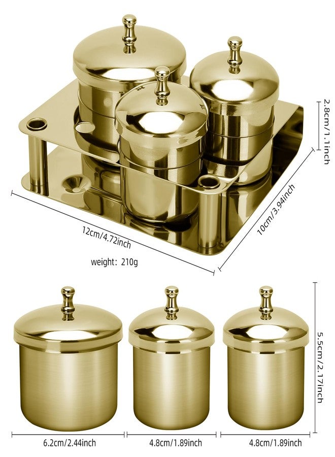 ZIBARBER Acrylic Liquid Container 3 PCS Stainless Steel Acrylic Liquid Powder Cup with Lids Dappen Dish Nail Powder Holder Container Nail Art Equipment Tools for Nail Design Tools (Gold) - Image 4